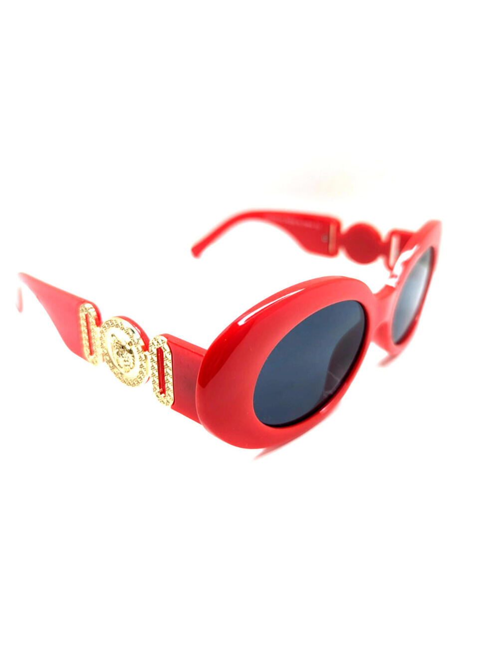 JSS080124 Dark Gray Lens Red Oval Frame Women’s Sunglasses